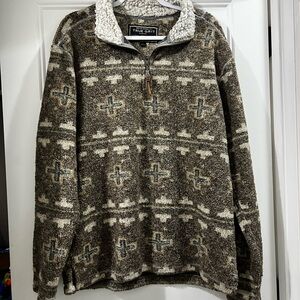 True Grit Men's Tan and Gray Zip Up Sweater